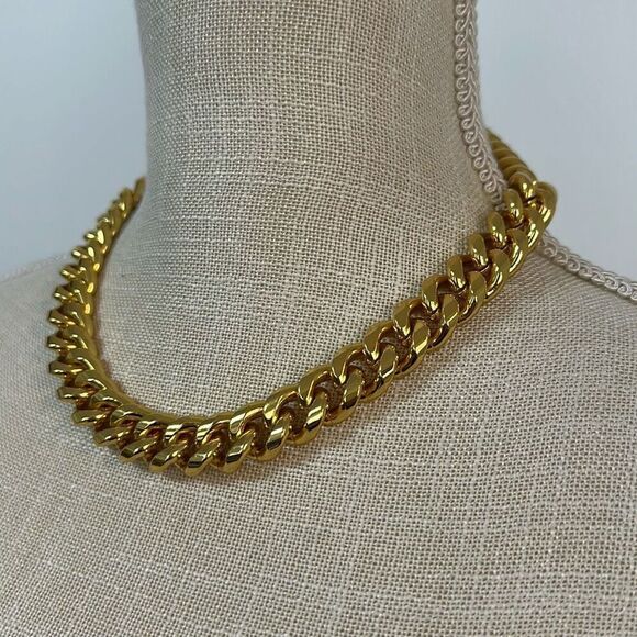 Gold Tone Chain Chunky Statement Necklace - Picture 1 of 6